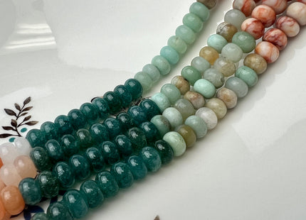 5x8 mm Smooth Rondelle Pink Green Aventurine Web Jasper Gemstone Beads 15 Inches Strand 72 Beads #4458