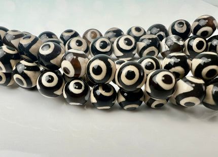 6mm 8mm 10 mm AAA Smooth Round Tibetan DZI Agate Black And White Tibetan Agate Gemstone Beads #4457