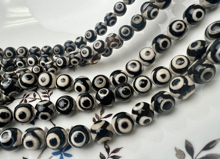 6mm 8mm 10 mm AAA Smooth Round Tibetan DZI Agate Black And White Tibetan Agate Gemstone Beads #4457