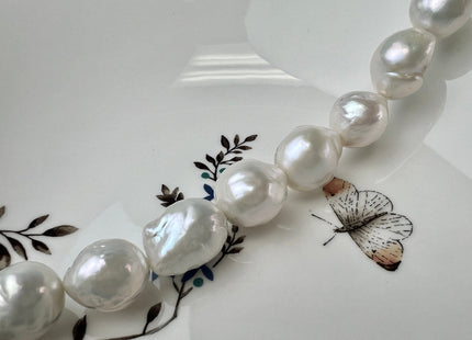 15-17 mm AAAAA Jumbo Baroque Natural White Freshwater Pearls Super High Luster Large White Baroque Pearls #716