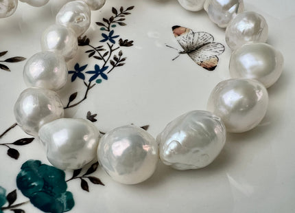 15-17 mm AAAAA Jumbo Baroque Natural White Freshwater Pearls Super High Luster Large White Baroque Pearls #716