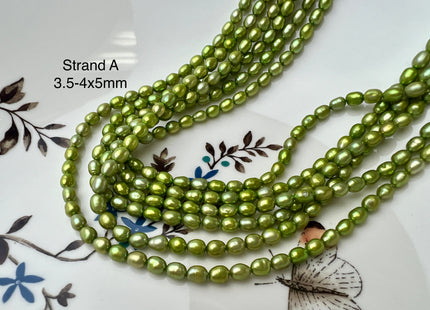 3-5 mm AA Green Color Potato/Rice Freshwater Pearl Beads Genuine Tiny Freshwater Pearl Beads #P2541