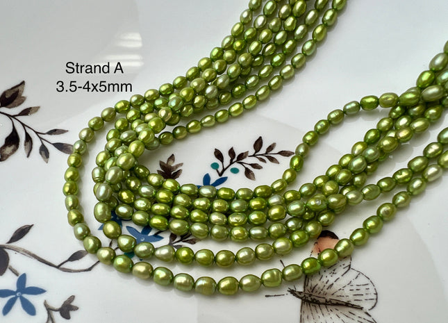 3-5 mm AA Green Color Potato/Rice Freshwater Pearl Beads Genuine Tiny Freshwater Pearl Beads #P2541