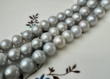 9.5-11 mm AAA Half/Full Strand Large Hole Very Rare Gray Color Edison Pearl Beads Hole Size 2.1mm Genuine Edison Pearl #P2549