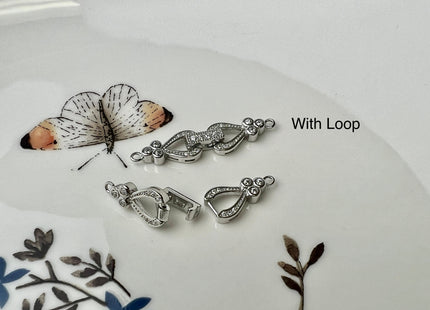 9x28 mm 925 Sterling Silver Spade Shape Clasp Sterling Silver Findings 925 Sterling Silver Clasps With CZ #10067