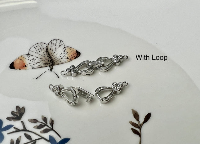 9x28 mm 925 Sterling Silver Spade Shape Clasp Sterling Silver Findings 925 Sterling Silver Clasps With CZ #10067