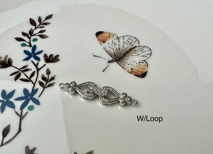 9x28 mm 925 Sterling Silver Spade Shape Clasp Sterling Silver Findings 925 Sterling Silver Clasps With CZ #10067