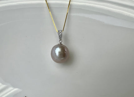 One Piece 925 Sterling Silver/Gold Pendant Setting Findings For Half Drilled Pearls Simple Design W/CZ Sterling Silver Pendant #10352