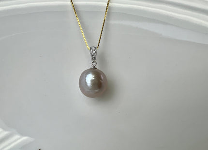 One Piece 925 Sterling Silver/Gold Pendant Setting Findings For Half Drilled Pearls Simple Design W/CZ Sterling Silver Pendant #10352