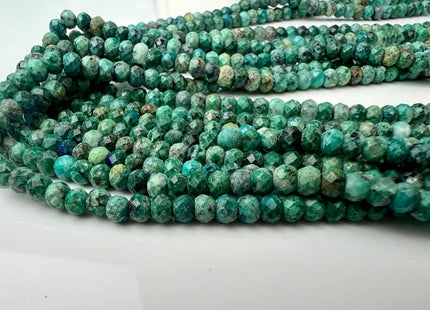 2x4mm AAA Natural Faceted Rondelle Chrysocolla Gemstone Beads 16 Inches #4460