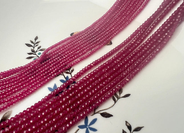 1x2mm 2x3mm Faceted Rondelle Red Ruby Gemstone Beads 15.5 Inches #4461