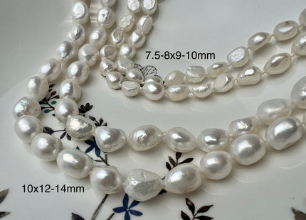 32/40/54/64/90 Inches 9-10x11-12 mm Natural White Color Hand Knotted Rice Nugget Pearl Necklaces Long Pearl Necklace #811