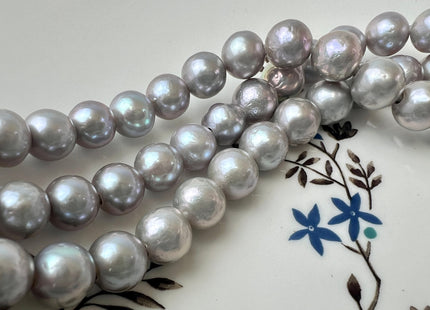 9-10 mm AAA Half Strand Large Hole Natural Or Gray Baroque Pearl 2.2 mm Hole Genuine Freshwater High Quality Round Edison Pearl Beads #1248