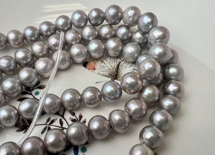 9-10 mm AAA Half Strand Large Hole Natural Or Gray Baroque Pearl 2.2 mm Hole Genuine Freshwater High Quality Round Edison Pearl Beads #1248