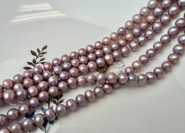 5.5-6 mm AA Mauve Pink Color Potato Freshwater Pearl Beads Genuine High Luster Mauve Pink Freshwater Pearls #1872
