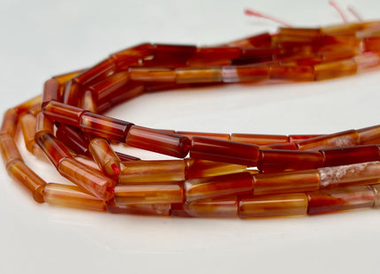 4x13-14 mm Tube Shape Natural Carneline Gemstone Beads 15.5 Inches Strand #4463
