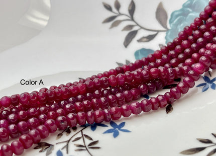 5mm Smooth Rondelle Red Ruby Genuine Gemstone Beads 15 Inches #4465