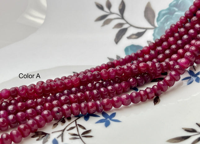 5mm Smooth Rondelle Red Ruby Genuine Gemstone Beads 15 Inches #4465