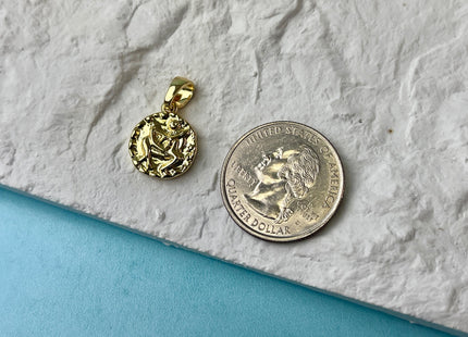 Zodiac Astrology Signs Charms for Necklace, 18K Gold Filled Charm Pendant, Unique Antique Charms for Jewelry Making, One Piece #CR0067