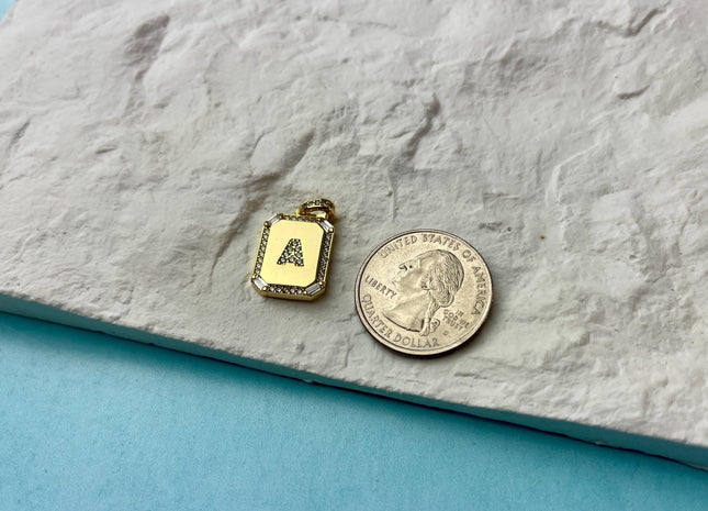 Alphabet Letters Design Charms for Necklace Jewelry Making, 18K Gold Filled Charm Pendant With CZ Crystals, One Piece #CR0068