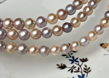 8.5-9 mm AAAA Very Rare Natural Mixed Mauve Pink Freshwater Perfect Round Edison Pearl Bead High Luster Genuine Edison Pearl 48 Beads #P2558