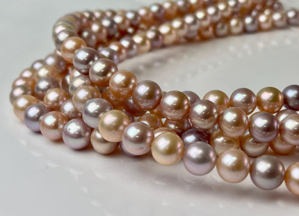 8.5-9 mm AAAA Very Rare Natural Mixed Mauve Pink Freshwater Perfect Round Edison Pearl Bead High Luster Genuine Edison Pearl 48 Beads #P2558