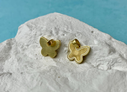 Butterfly Design Charm for Necklace Jewelry Making, 18K Gold Filled Charm Pendant, Antique Spotted Butterfly Charms, One Piece #CR0075