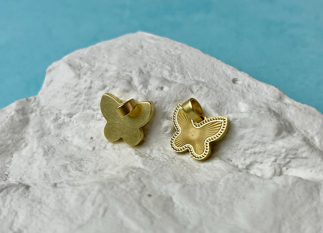 Butterfly Design Charm for Necklace Jewelry Making, 18K Gold Filled Charm Pendant, Antique Spotted Butterfly Charms, One Piece #CR0075