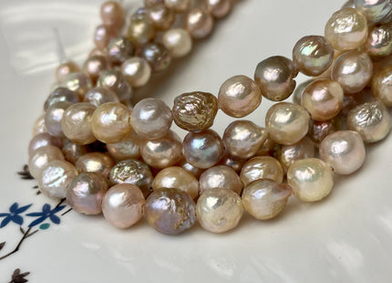 9-11mm AAA Half Strand Large Hole Rare Multi Mauve Pink W/Gold Sheen Edison Baroque Pearl Beads Hole Size 1.2mm/1.5mm/2.2mm 20 Beads #P2560