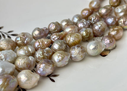 10-13mm 12-15mm Natural Mauve Pink With Iridescent Green Color Baroque Freshwater Pearl Beads Rare High Luster Genuine Baroque Pearls #1588