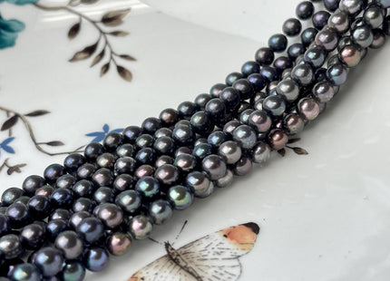 5mm AA Dark Peacock Color Near Round Freshwater Pearl Bead Genuine Peacock Freshwater Pearls #P2563