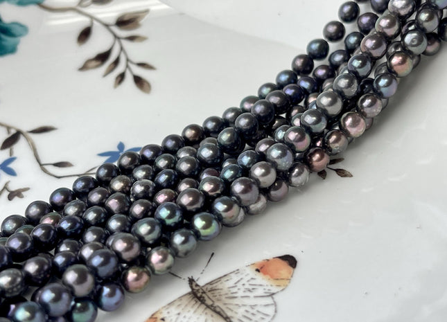 5mm AA Dark Peacock Color Near Round Freshwater Pearl Bead Genuine Peacock Freshwater Pearls #P2563