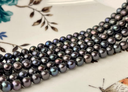 5mm AA Dark Peacock Color Near Round Freshwater Pearl Bead Genuine Peacock Freshwater Pearls #P2563
