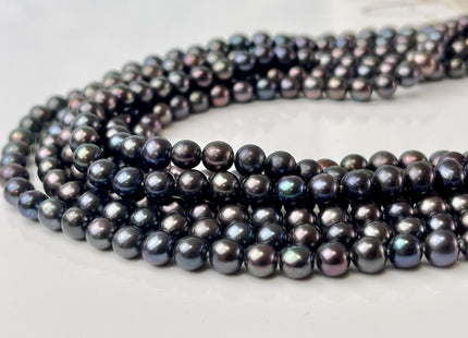 5mm AA Dark Peacock Color Near Round Freshwater Pearl Bead Genuine Peacock Freshwater Pearls #P2563