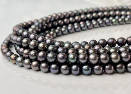 6 mm AAA Dark Gray Peacock Color Freshwater Pearl Bead Genuine Peacock Round Freshwater Pearls 65 Beads #P2565