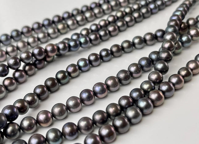 6 mm AAA Dark Gray Peacock Color Freshwater Pearl Bead Genuine Peacock Round Freshwater Pearls 65 Beads #P2565