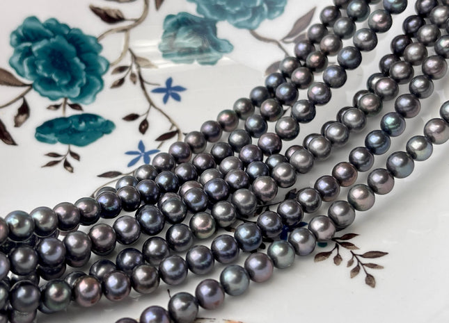 6 mm AAA Dark Gray Peacock Color Freshwater Pearl Bead Genuine Peacock Round Freshwater Pearls 65 Beads #P2565