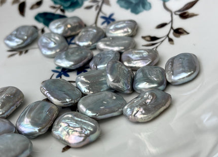 ONE Piece AAA 13-14x17-19 mm Gray Color High Luster Large Hole Rectangle Coin Pearl For Earring And Pendant With Iridescent Color #P2566