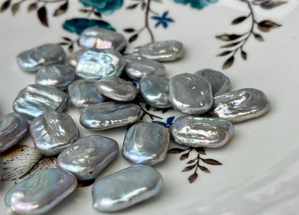 ONE Piece AAA 13-14x17-19 mm Gray Color High Luster Large Hole Rectangle Coin Pearl For Earring And Pendant With Iridescent Color #P2566