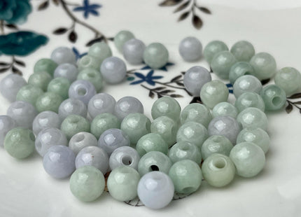 5 Pieces 7.5 mm Natural Color Smooth Round Shape Burmese Jade Beads 2.0 mm Hole Large Hole Round Jade Beads #4467