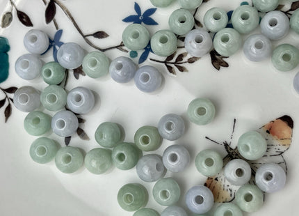 5 Pieces 7.5 mm Natural Color Smooth Round Shape Burmese Jade Beads 2.0 mm Hole Large Hole Round Jade Beads #4467