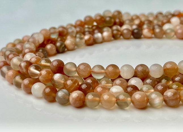 6mm 8mm 10mm AAA Natural Multicolor Moonstone Natural White Peach Pink Gray Color High Quality Moonstone Smooth Round Gemstone Beads #4471