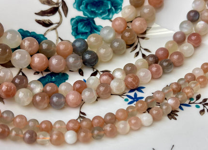 6mm 8mm 10mm AAA Natural Multicolor Moonstone Natural White Peach Pink Gray Color High Quality Moonstone Smooth Round Gemstone Beads #4471