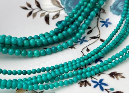 2mm 3mm 4mm Smooth Round Turquoise Gemstone Beads Blue Green Gemstone Beads 15.5 Inches Strand #4469