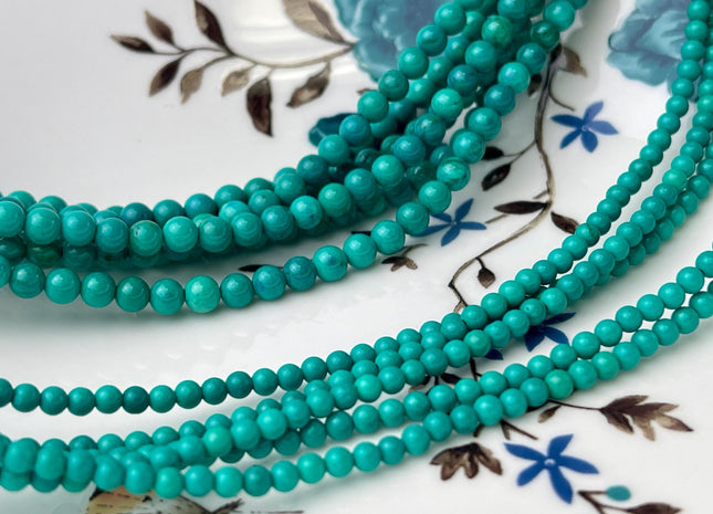 2mm 3mm 4mm Smooth Round Turquoise Gemstone Beads Blue Green Gemstone Beads 15.5 Inches Strand #4469