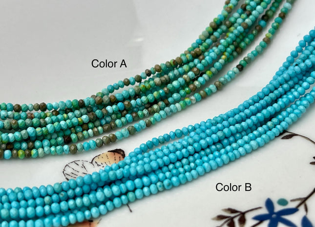 1x2-2.5 mm Faceted Rondelle Turquoise Beads 15 Inches Strand #4472