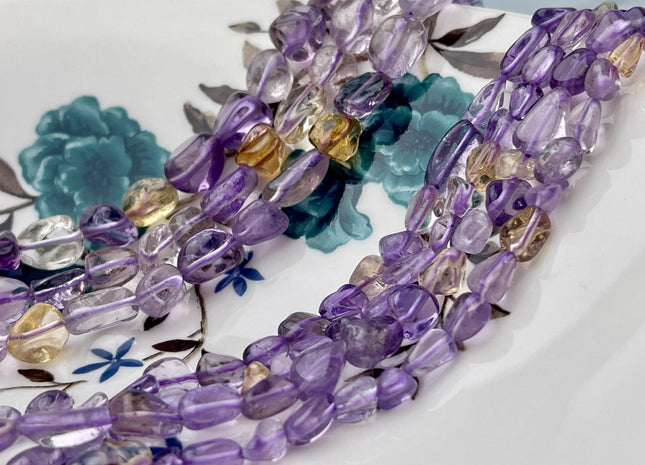 6-10x7-12 mmNatural Purple Yellow Color Ametrine Gemstone Irregular Nugget Beads Genuine Ametrine Irregular Nugget Gemstone Beads #4473