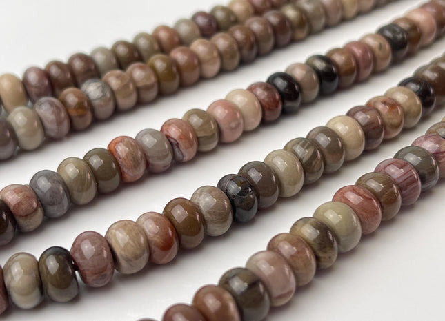 5x8 mm Natural Smooth Rondelle Bamboo Agate Beads Natural Earthy Gray Multi Color Agate Highly Polished Loose Beads 15.5 Inches Strand #4474
