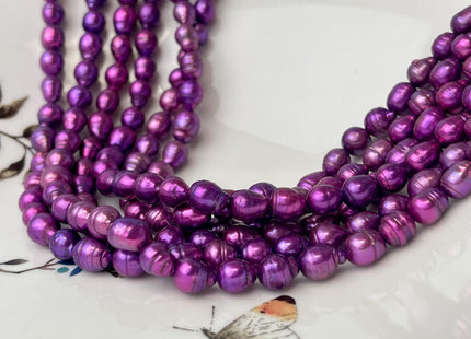 7-8x8-9 mm Dark Purple Pink Baroque Freshwater Pearl Beads Genuine Dark Purple Pink Color Baroque Freshwater Pearls 47-48 Pieces #P2569