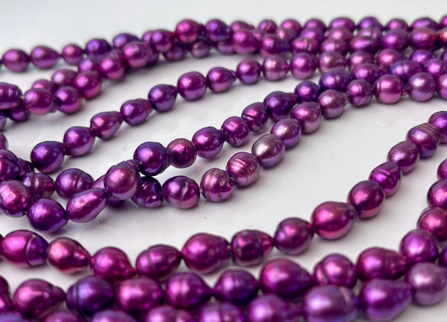 7-8x8-9 mm Dark Purple Pink Baroque Freshwater Pearl Beads Genuine Dark Purple Pink Color Baroque Freshwater Pearls 47-48 Pieces #P2569